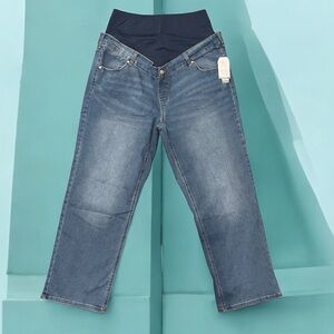 Time and Tru Maternity Straight Leg Jeans Blue Comfort Band Size XL 16-18